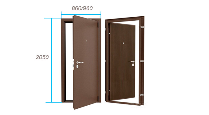 размеры входных металлических дверей