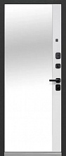 Металлическая дверь Luxor 2МДФ Дуб Вертикаль Зеркало Велюр Белый софт