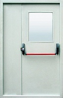 Дверь противопожарная двустворчатая EI60 и EIS60 с системой "Антипаника" и стеклопакетом 300х400