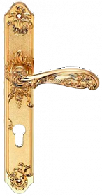 Ручка на планке FLOR S. GOLD (CL) (на планке под ключевой цилиндр, матовое золото)