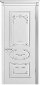 Межкомнатная дверь Ария белая эмаль патина серебро ДГ