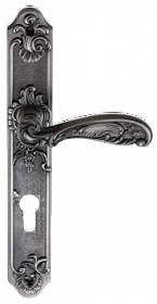 Ручка на планке FLOR BL. SILVER (CL) (на планке под ключевой цилиндр, чернёное серебро)