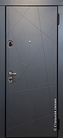 Металлическая дверь Стальная линия Мерс (SteelTex, «Шагрень антрацит» /PVC, «Ясень белый»)