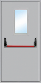 Дверь противопожарная одностворчатая EI60 и EIS60 с системой "Антипаника" и стеклопакетом 300х400