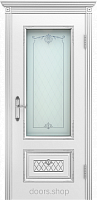 межкомнатная дверь Аккорд белая эмаль патина серебро ДО