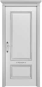 межкомнатная дверь Аккорд белая эмаль патина серебро ДГ